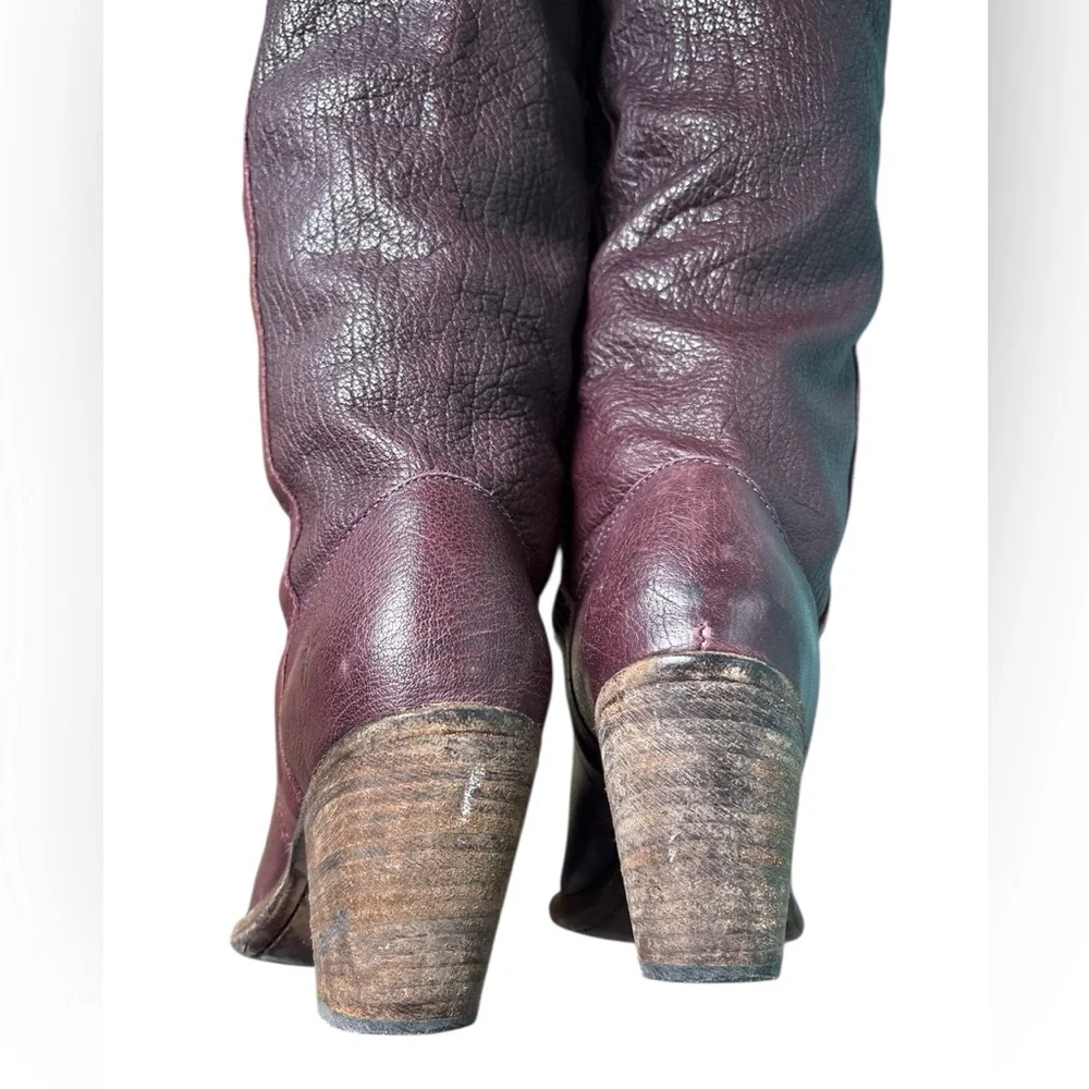 FRYE Taylor OTK Over the Knee High Women's Tall Leather Boots - Burgundy 7
